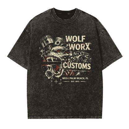 Wolf Worx Customs Gasoline Gospel Dead Dream Vintage Washed Frayed Edge T-Shirt