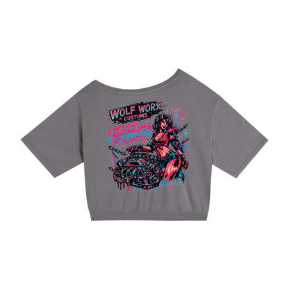 Fast & Feral Neon Asymmetric Shoulder Oversized Cotton T-Shirt