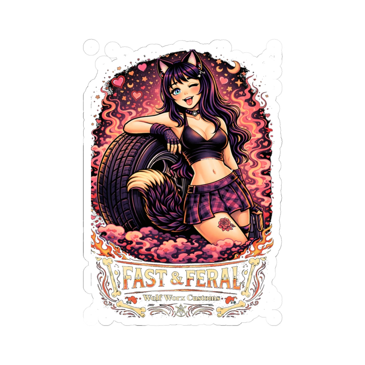 Wolf Worx Customs Fast & Feral Kenzie Killz Tire Sticker