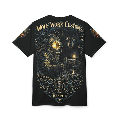 Wolf Worx Customs Hot Rod Heroes Rescue Diver T Shirt