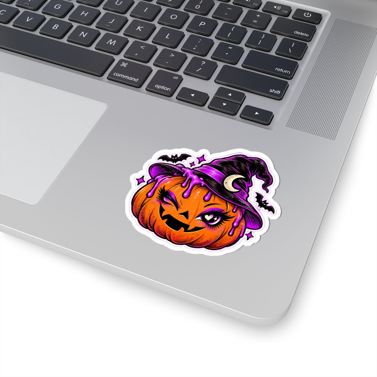 Winking Jack-o'-Lantern sticker | Kiss-Cut Sticker, Halloween witch hat pumpkin, purple drips