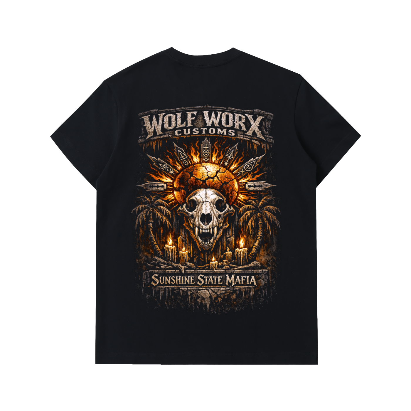 Wolf Worx Customs Sunshine State Mafia Sun and Sin Essential Heavyweight Cotton T-Shirt