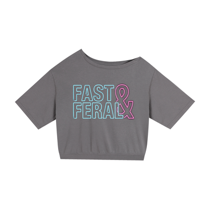 Fast & Feral Neon Asymmetric Shoulder Oversized Cotton T-Shirt