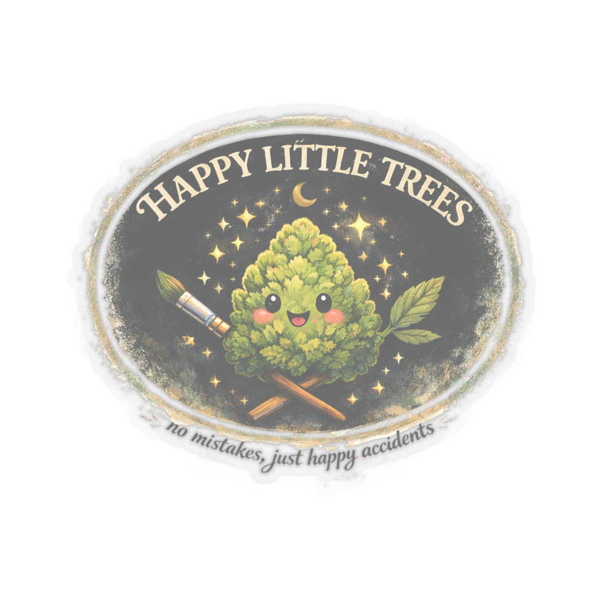 Kenzie Killz Manic Merch Happy Little Trees Badge Sticker