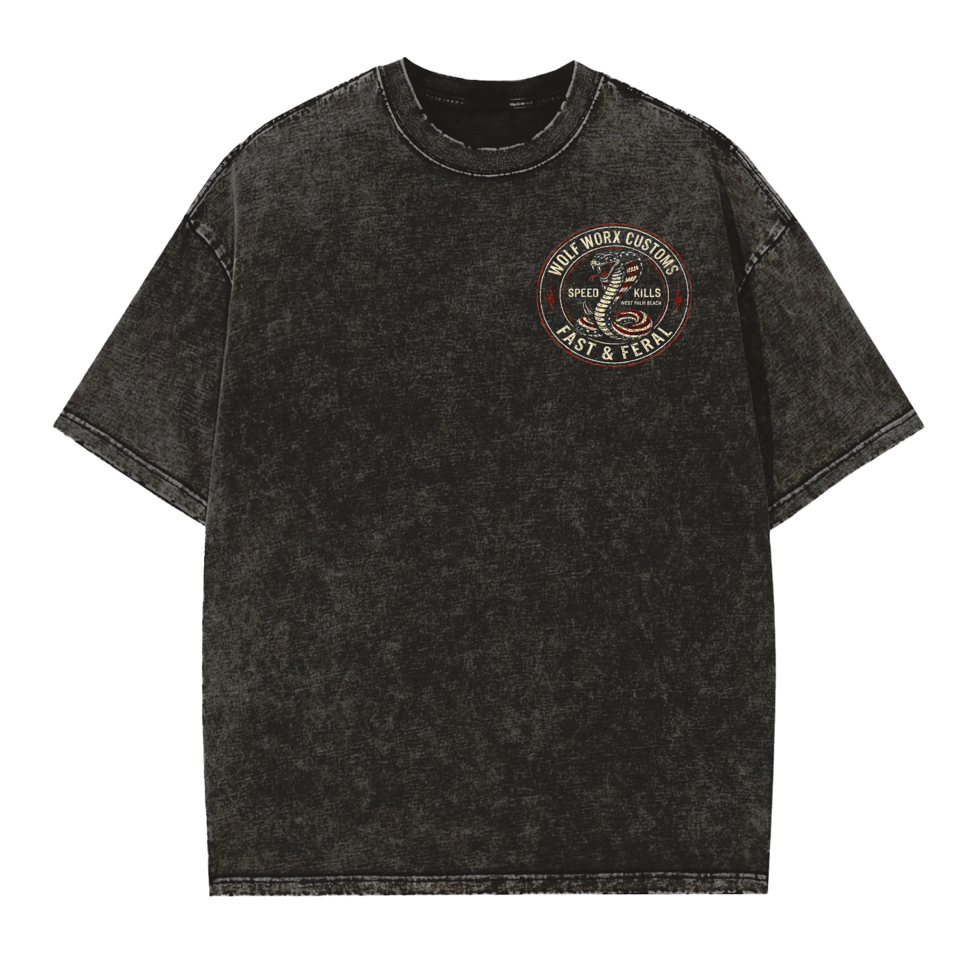Wolf Worx Customs Cobra Vintage Washed Frayed Edge T-Shirt