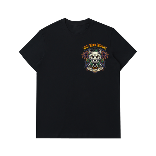 Wolf Worx Customs Sunshine State Mafia Flaming Badge Essential Heavyweight Cotton T-Shirt