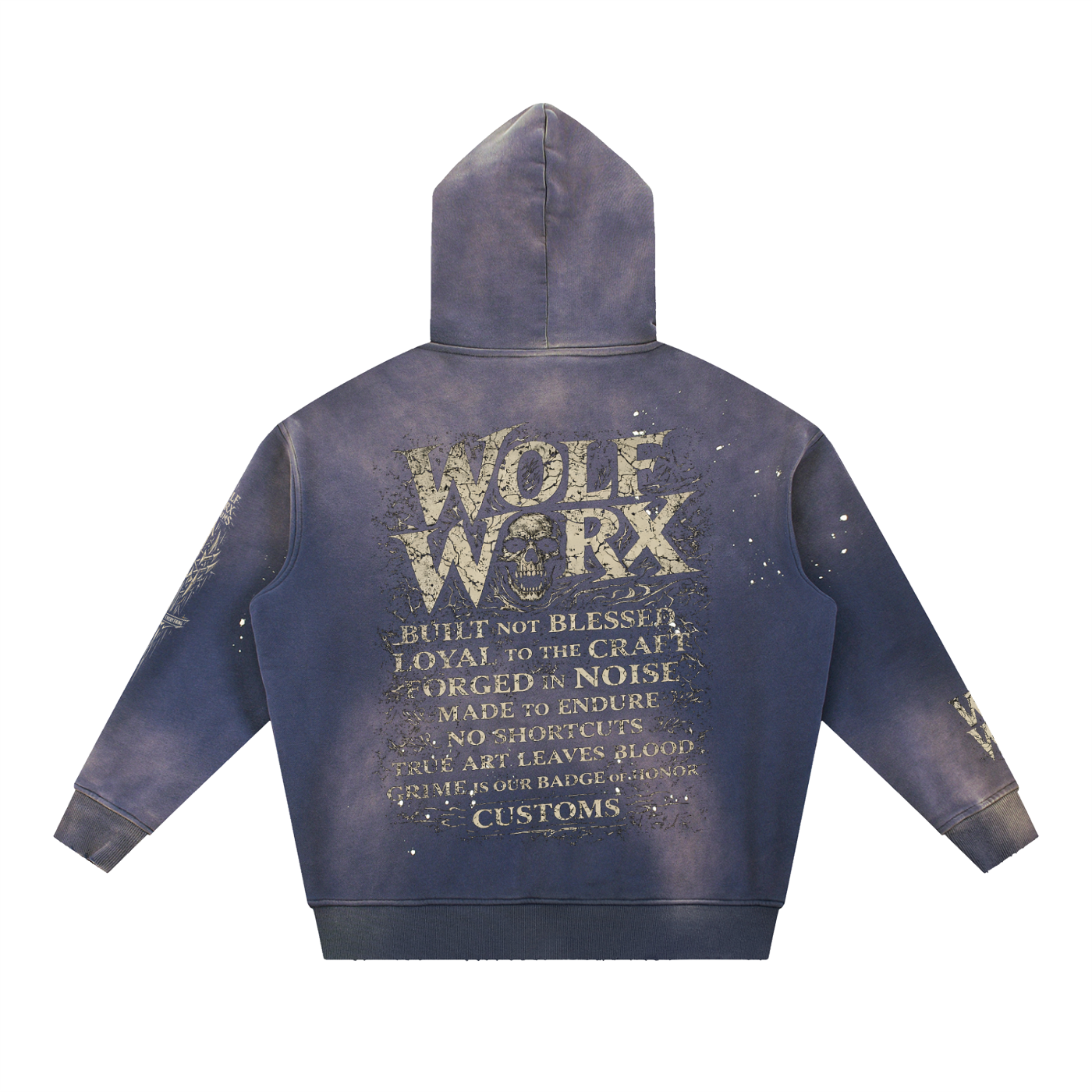 Wolf Worx Customs Words To Live By Vintage Washed Frayed Fleece Hoodie