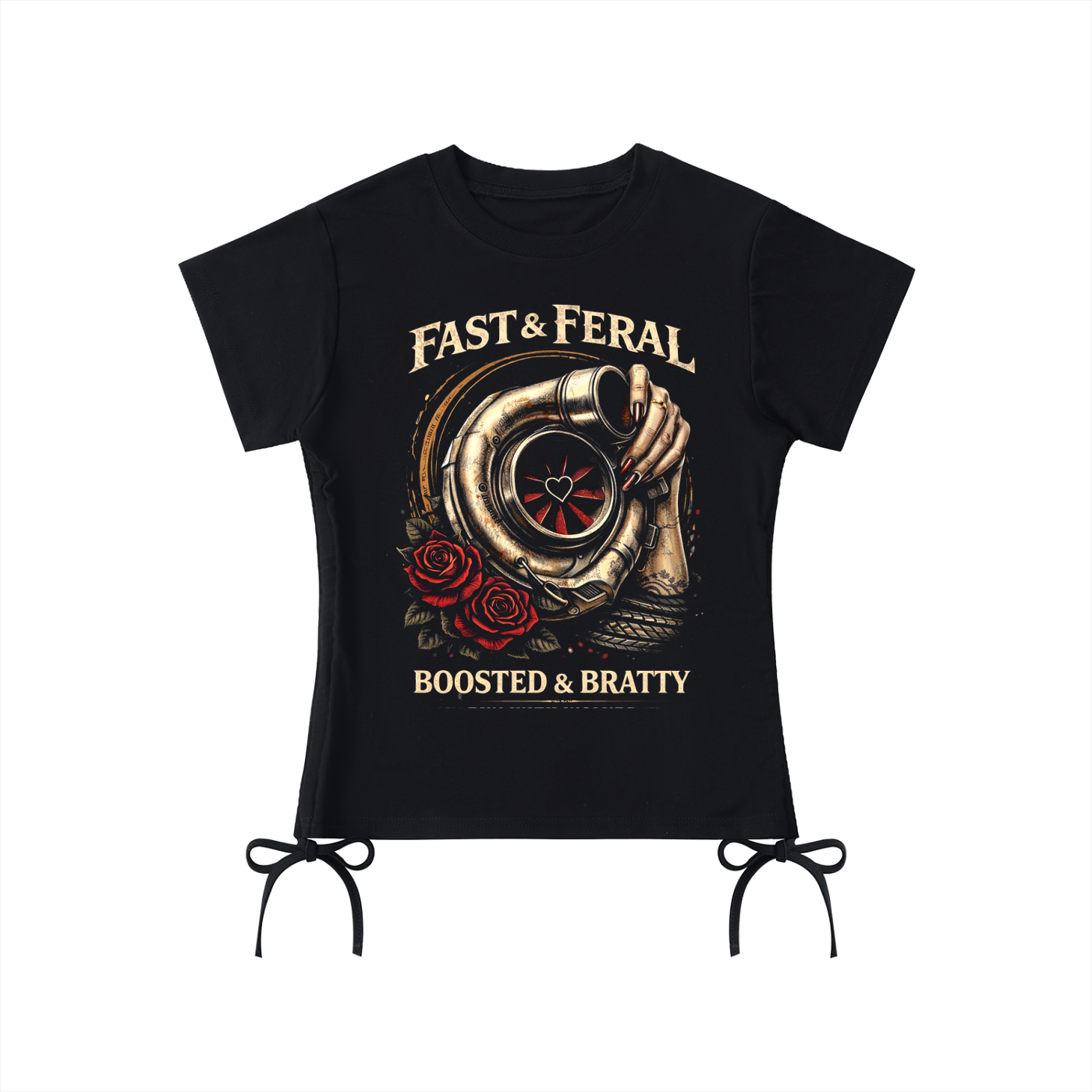 Fast & Feral Boosted and Bratty Essential Drawstring T-Shirt