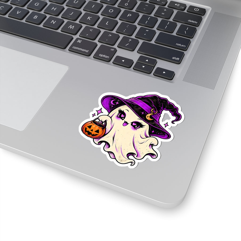 Kawaii Witch Ghost sticker | Halloween pumpkin trick-or-treat kiss-cut