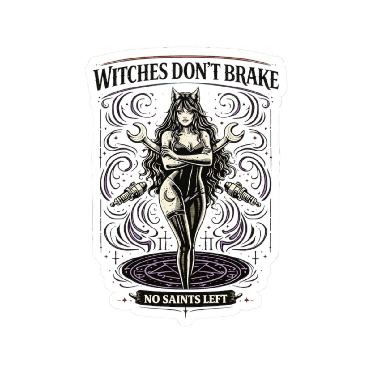 Wolf Worx Customs Witches Don't Break Sticker