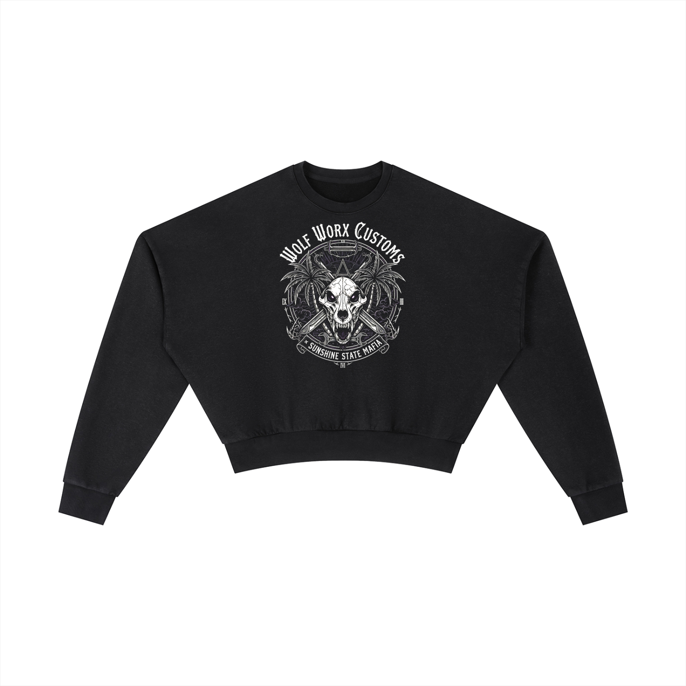 Wolf Worx Customs Sunshine State Mafia Crest Vintage Washed Cropped Sweatshirt