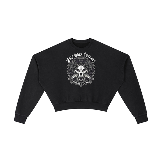 Wolf Worx Customs Sunshine State Mafia Crest Vintage Washed Cropped Sweatshirt