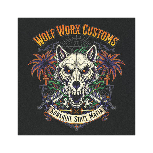 Wolf Worx Customs 'Sunshine State Mafia' Car Magnet — Skull Wolf Palm Trees