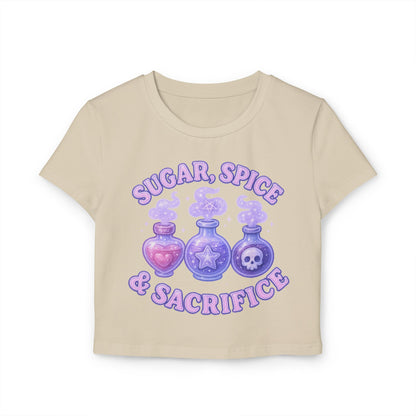 Sugar, Spice & Sacrifice baby tee | Potion bottles, pastel witchy design