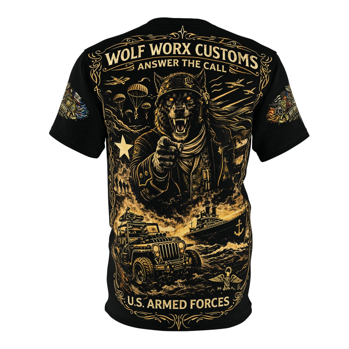 Wolf Worx Customs Hot Rod Heroes US Armed Forces T Shirt