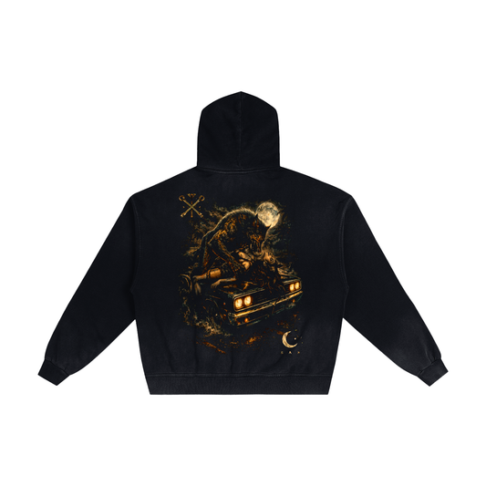 Wolf Worx Customs Fast & Feral Passion Hand-Frayed Sunfade Zip Hoodie