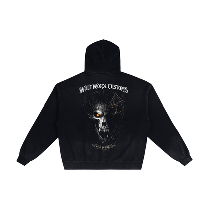Wolf Worx Customs Pack Over Everything Shadows Hand-Frayed Sunfade Zip Hoodie