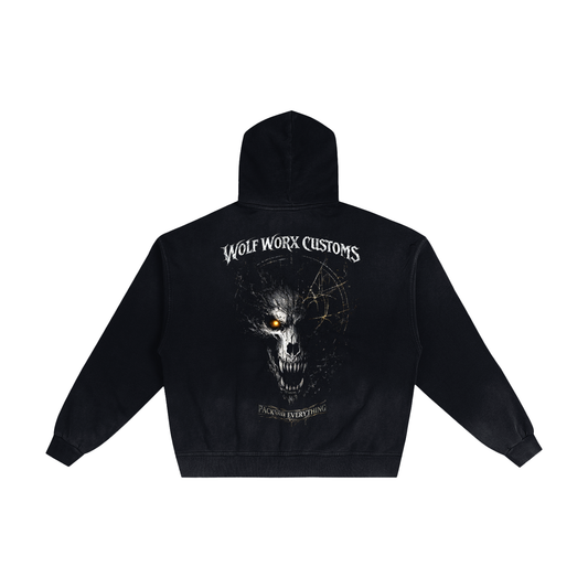 Wolf Worx Customs Pack Over Everything Shadows Hand-Frayed Sunfade Zip Hoodie