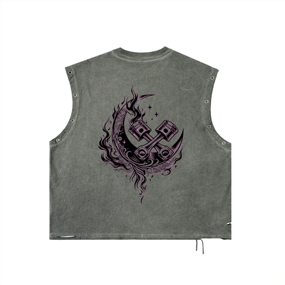 Wolf Worx Customs Fast & Feral Pinstripe Distressed Grommet Eyelet Tank Top