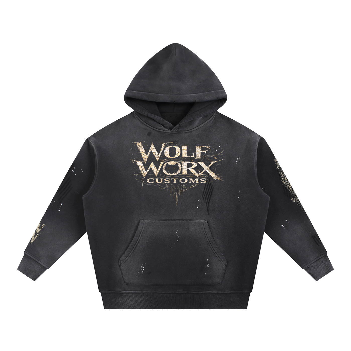 Wolf Worx Customs Words To Live By Vintage Washed Frayed Fleece Hoodie