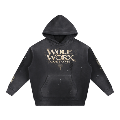Wolf Worx Customs Words To Live By Vintage Washed Frayed Fleece Hoodie