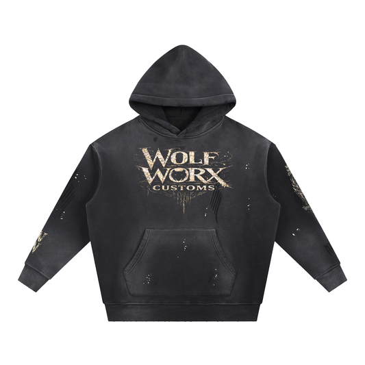 Wolf Worx Customs Words To Live By Vintage Washed Frayed Fleece Hoodie