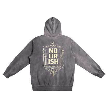 No Ur Ish NOURISH Distressed Vintage Wash Hoodie