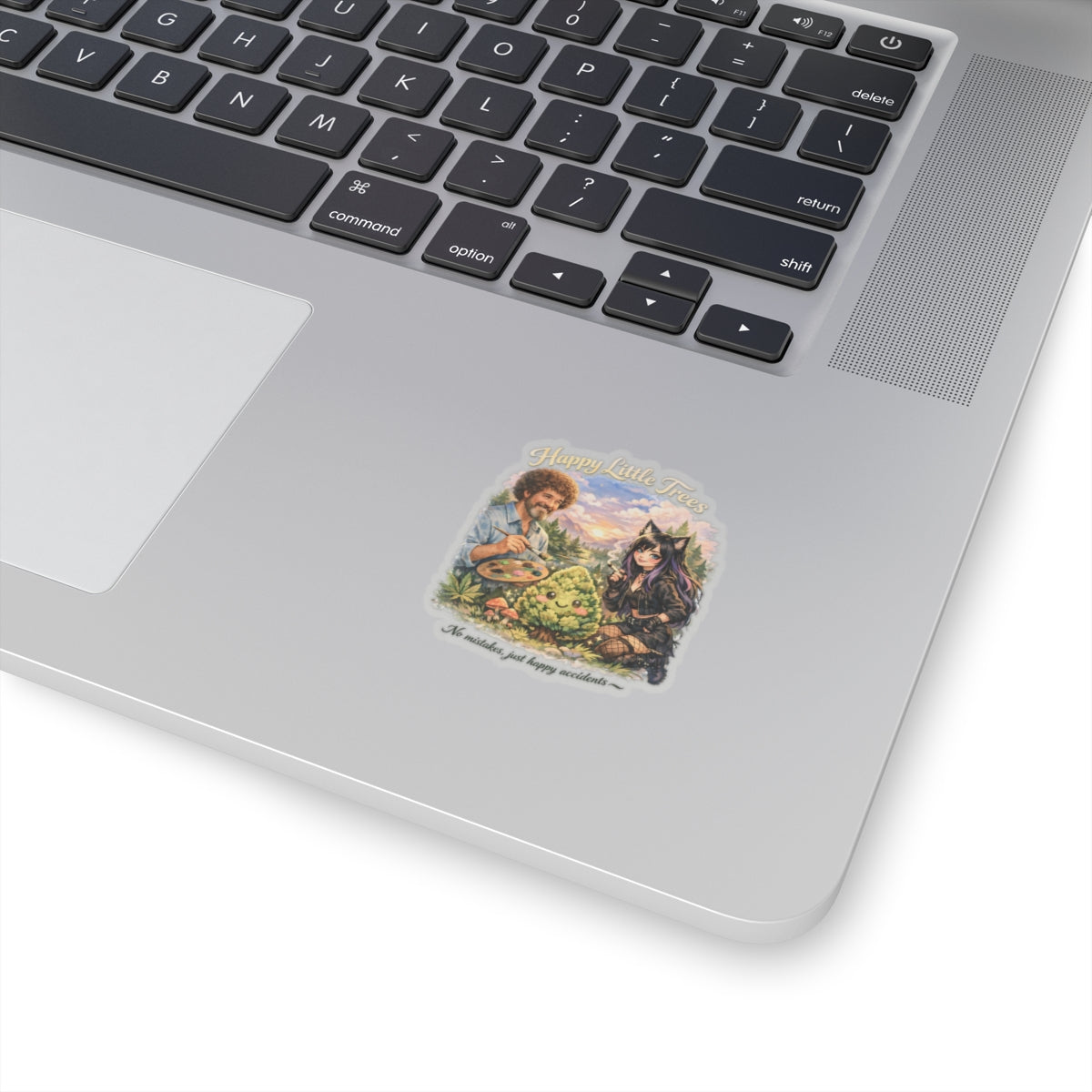 Kenzie Killz Manic Merch Happy Little Trees Bob Ross Sticker