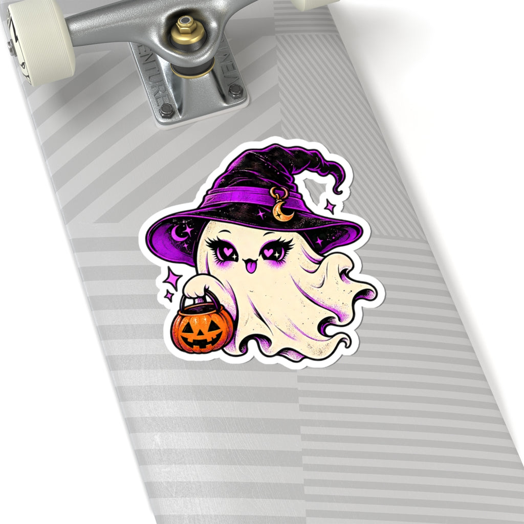 Kawaii Witch Ghost sticker | Halloween pumpkin trick-or-treat kiss-cut