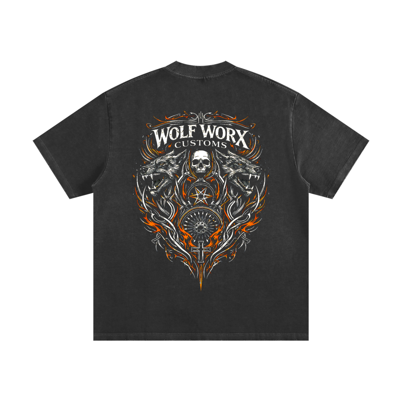 Wolf Worx Customs Pinstripe Variant Heavyweight Vintage Washed Frayed T-Shirt