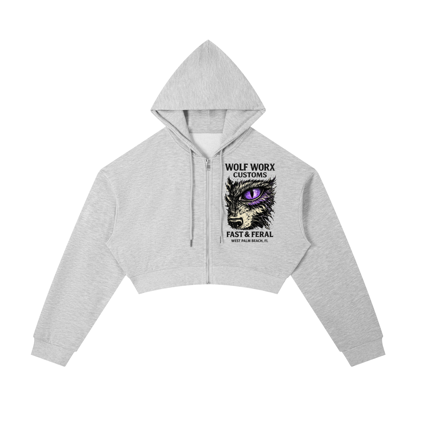 Fast & Feral Naughty Teddy Bear Essential Cropped Zip-Up Hoodie