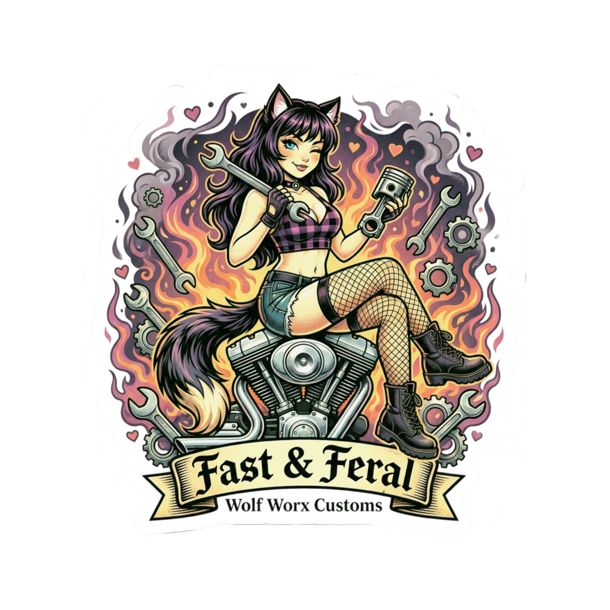 Wolf Worx Customs Fast & Feral Anime Sticker