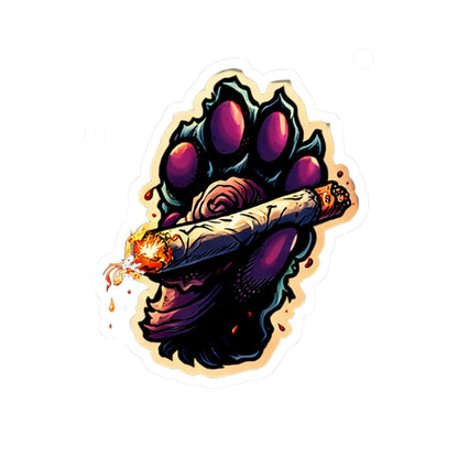 Smoking Paw Sticker | Kiss-Cut Vinyl Sticker, Grunge Cat Paw Holding Joint