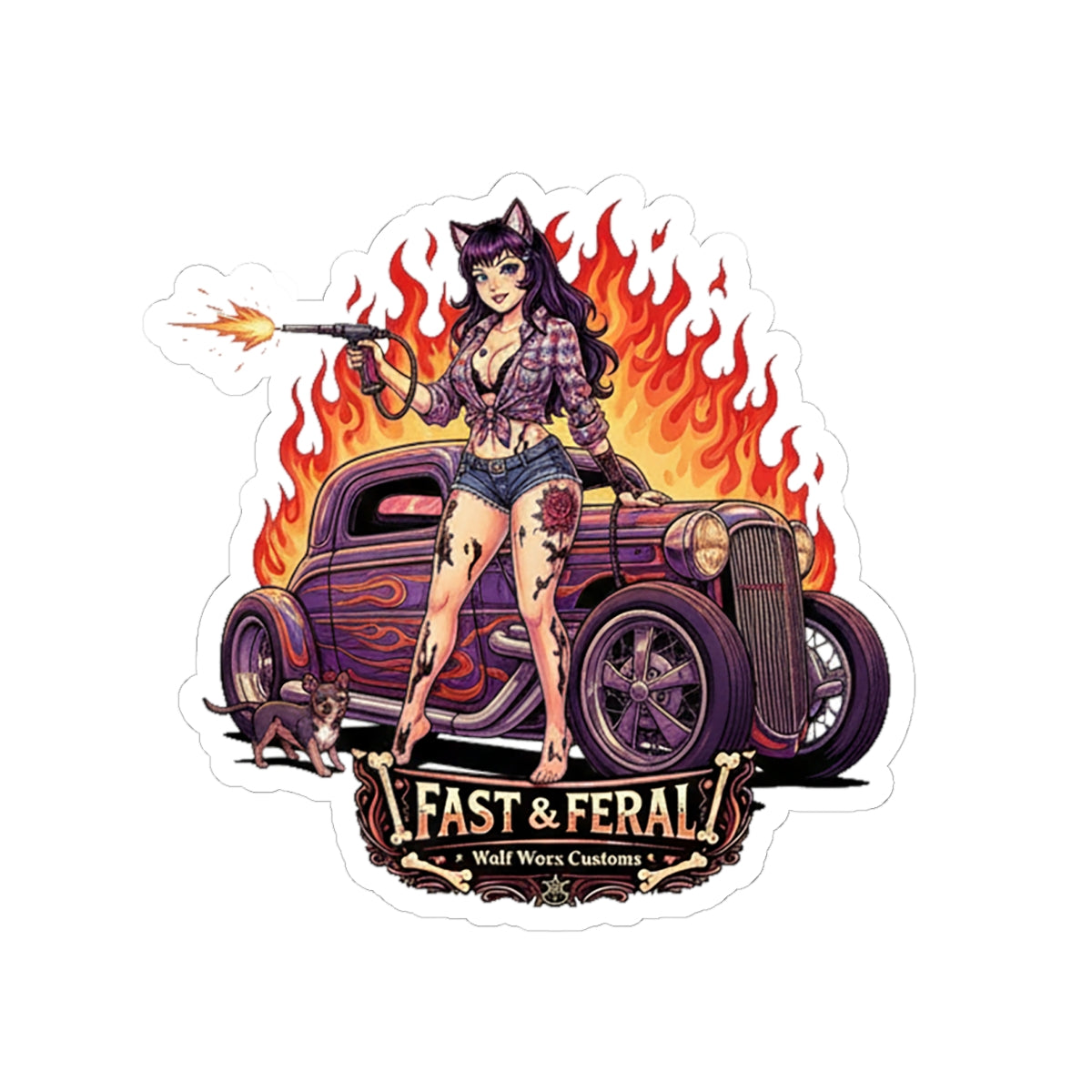 Wolf Worx Customs Fast & Feral Anime Sticker