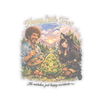 Kenzie Killz Manic Merch Happy Little Trees Bob Ross Sticker