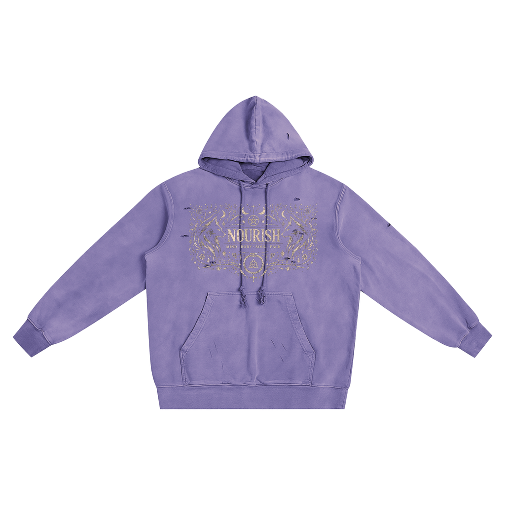 No Ur Ish NOURISH Distressed Vintage Wash Hoodie