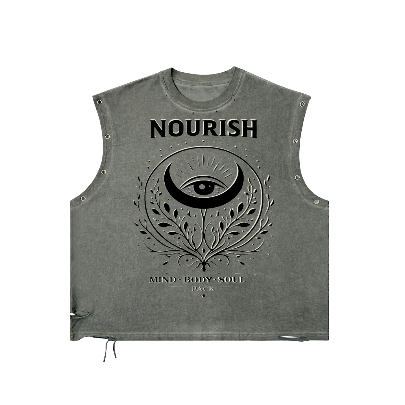No Ur Ish NOURISH Distressed Grommet Eyelet Tank Top