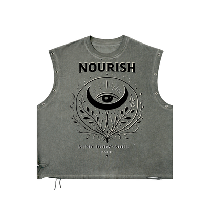 No Ur Ish NOURISH Distressed Grommet Eyelet Tank Top