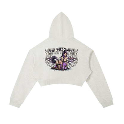 Fast & Feral Naughty Teddy Bear Essential Cropped Zip-Up Hoodie