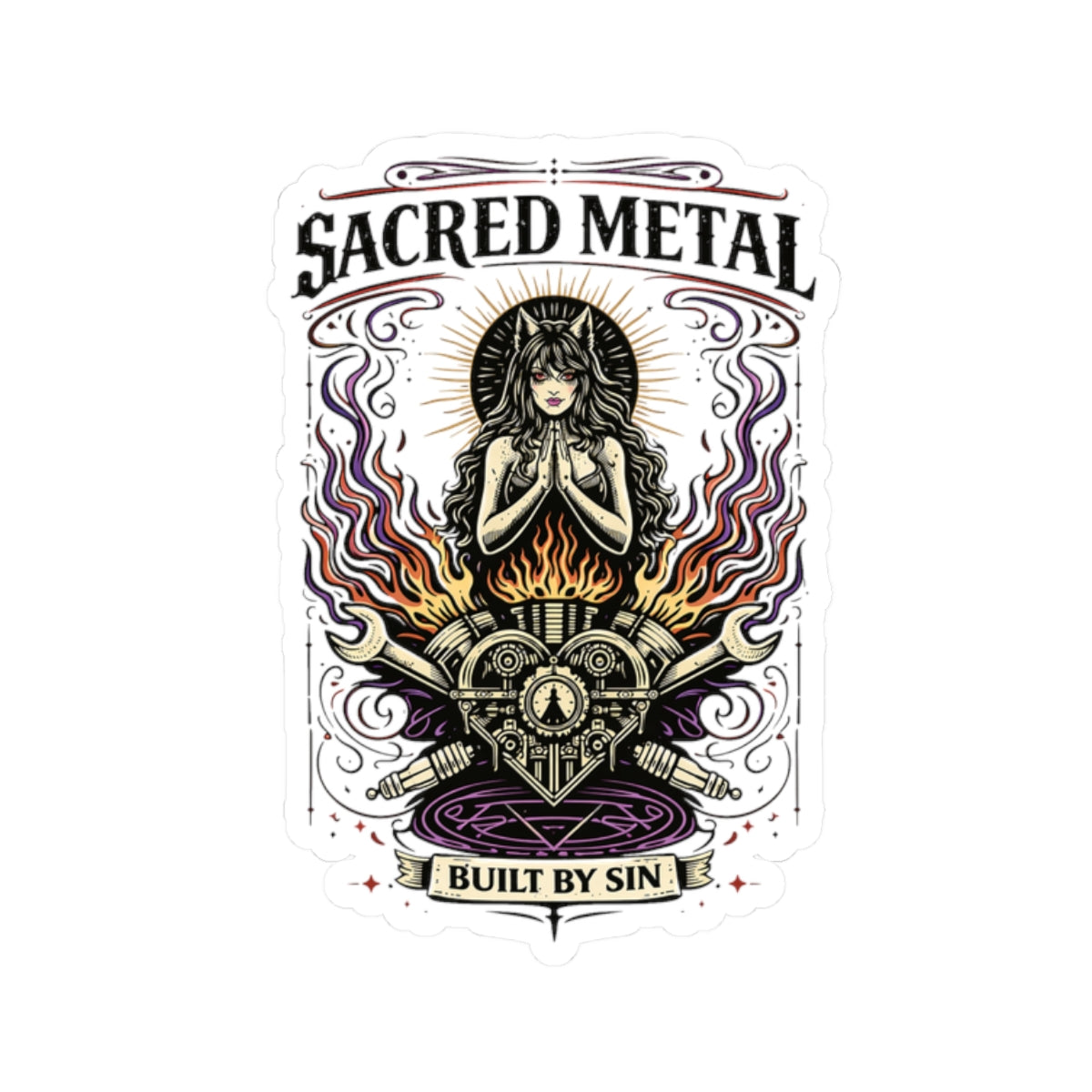 Wolf Worx Customs Sacred Metal Sticker