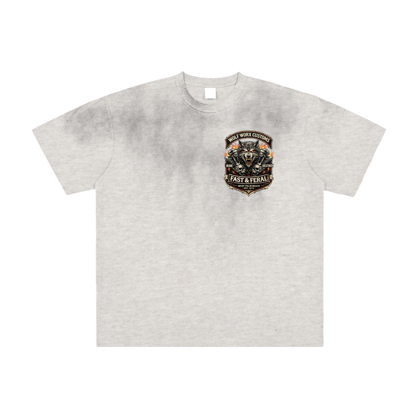 Wolf Worx Customs Wolf Snake Vintage Washed Frayed T-Shirt