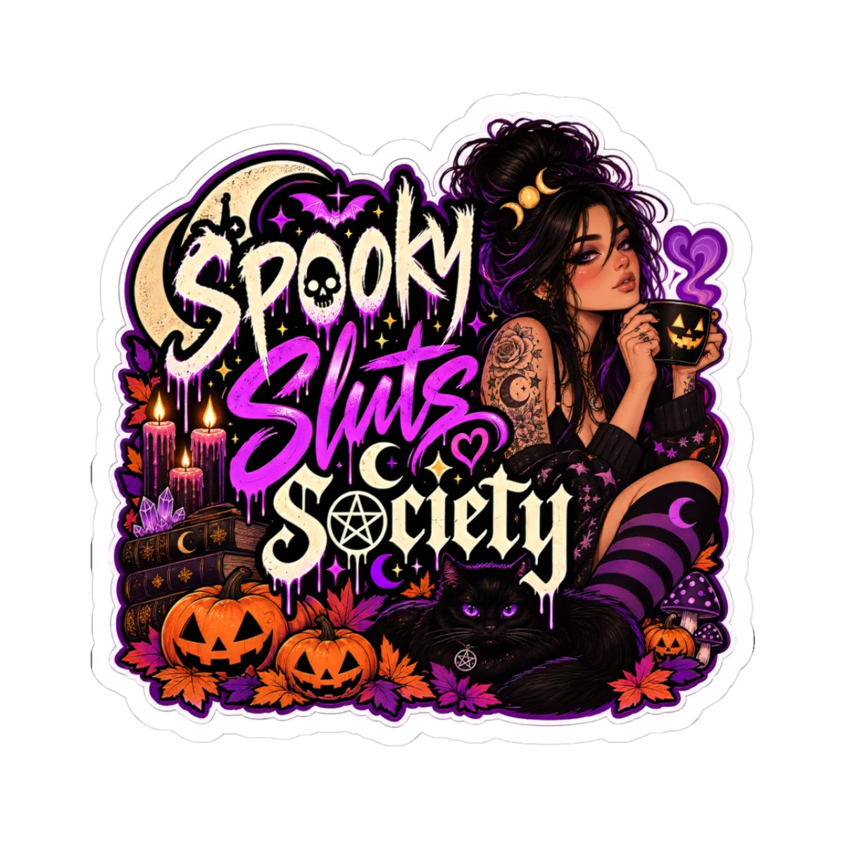 Spooky Sluts Society Kiss-Cut Stickers | Halloween Witchy Vibes