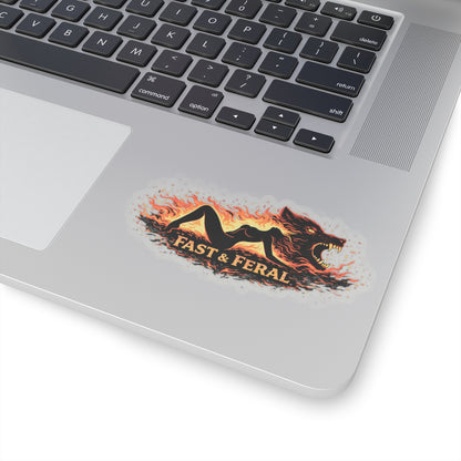 Wolf Worx Customs Fast & Feral Laying Flames Sticker