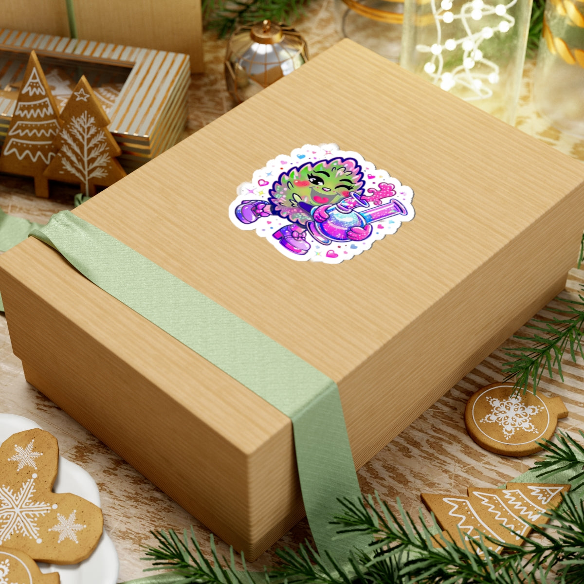 Kawaii Cannabis Nug Character Sticker | Kiss-Cut Sticker
