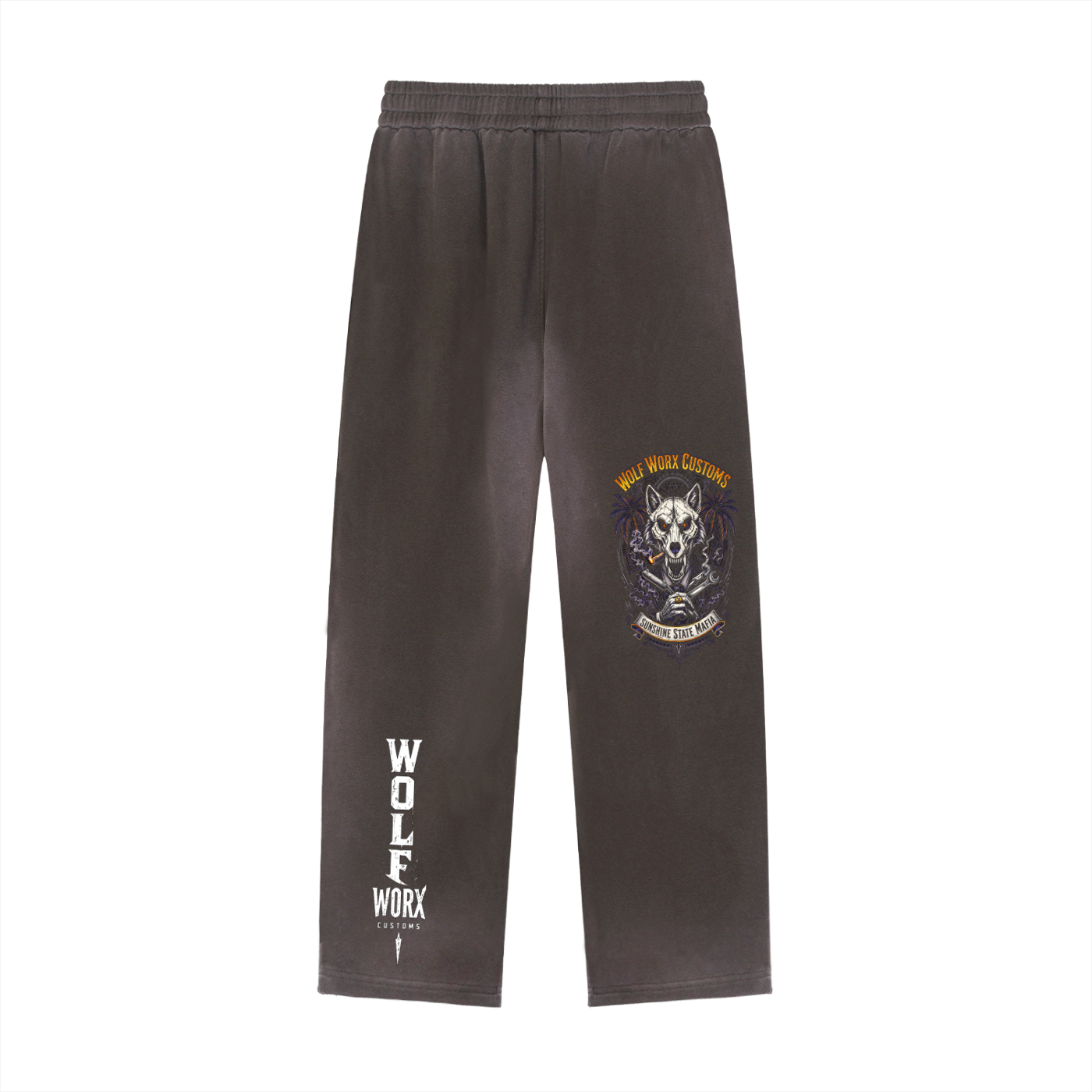 Wolf Worx Customs Sunshine State Mafia Sun Fade Raw Edge Straight-Leg Sweatpants