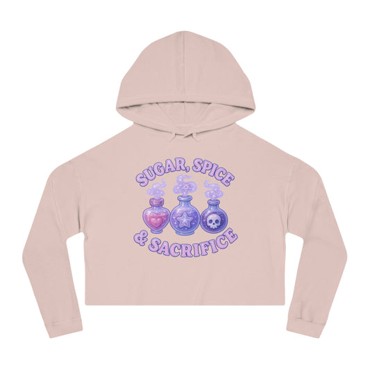 Sugar, Spice & Sacrifice cropped hoodie | Potion bottles witchy graphic