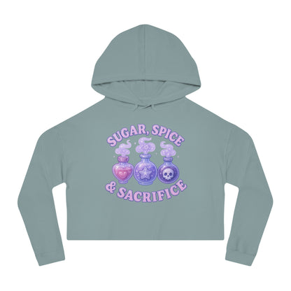 Sugar, Spice & Sacrifice cropped hoodie | Potion bottles witchy graphic