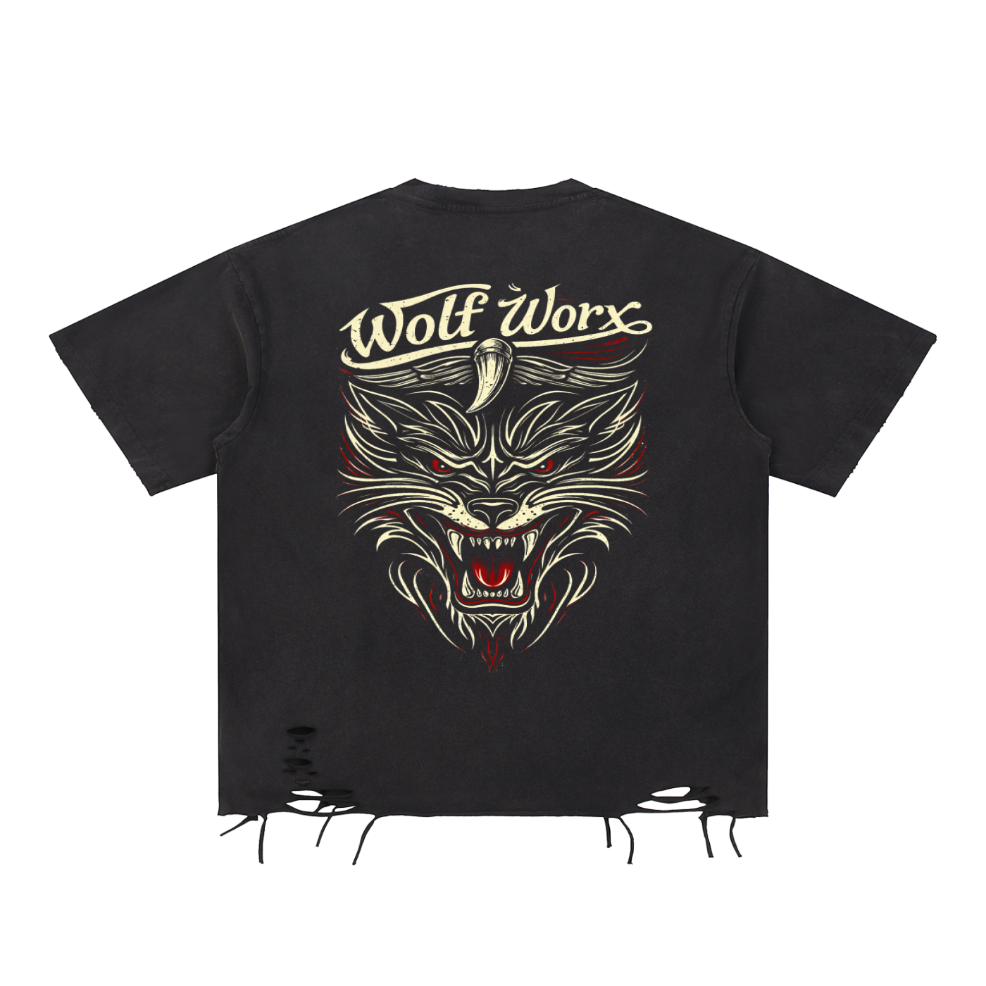Wolf Worx Customs Raised On Legacy Distressed Frayed T Shirt