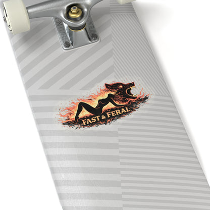 Wolf Worx Customs Fast & Feral Laying Flames Sticker