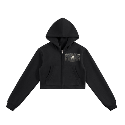 Wolf Worx Customs Sunshine State Mafia Barbed Wire Essential Cropped Zip-Up Hoodie